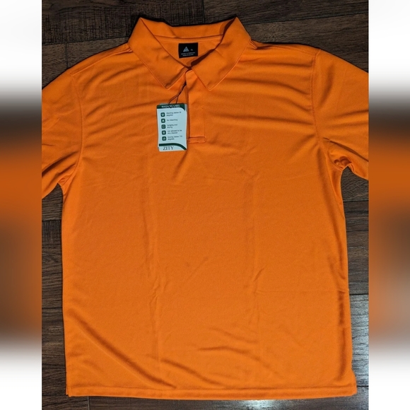 Zity Mens Polo Size XL Bright Orange NWT High Function Temp Control Muscle Move - Picture 2 of 16